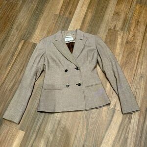 Calvin Klein double breasted brown textured Women's suit Blazer jacket & stretch